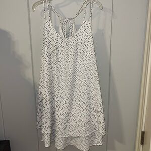 Freeway Navy and white polka dot flowy dress